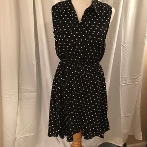 Sleeeveless Collared High-Low Dress